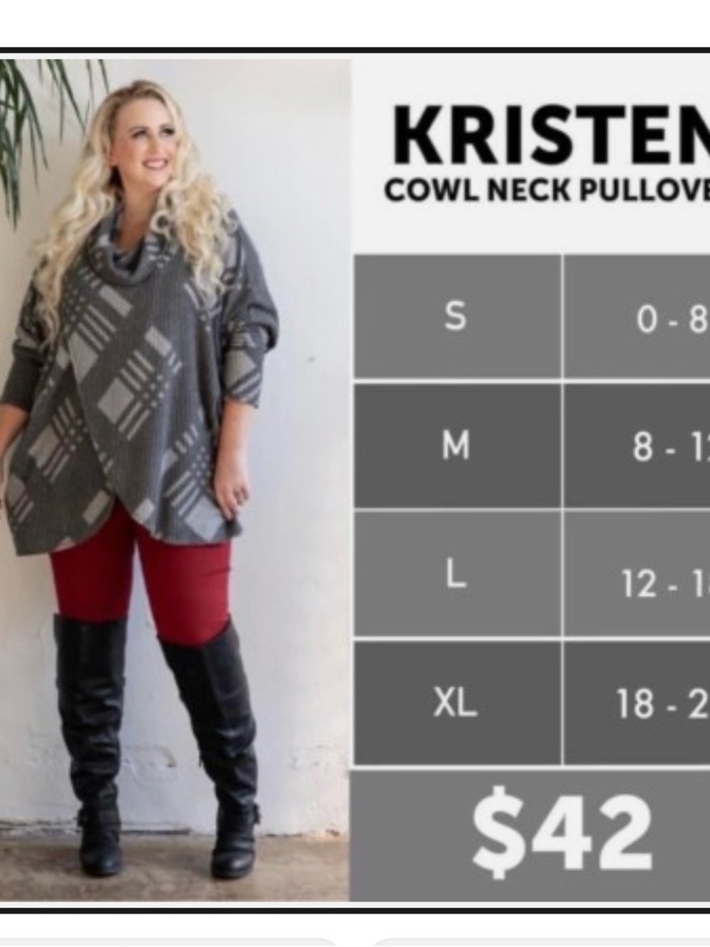 LuLaRoe Aztec Cowl Neck Top - Brown Black Cream - Picture 4 of 4